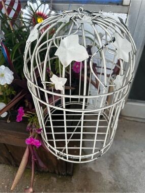 Vintage White Metal Birdcage